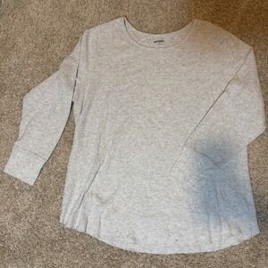 Old Navy Women's Plus 2X Thermal Waffle Knit Long Sleeve Shirt Grey A3